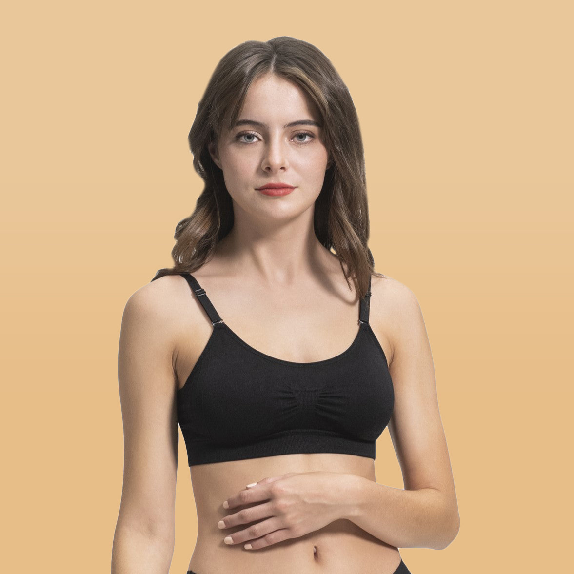Coobie Seamless Lace Back Scoopneck Bra- Charcoal, Full Size at
