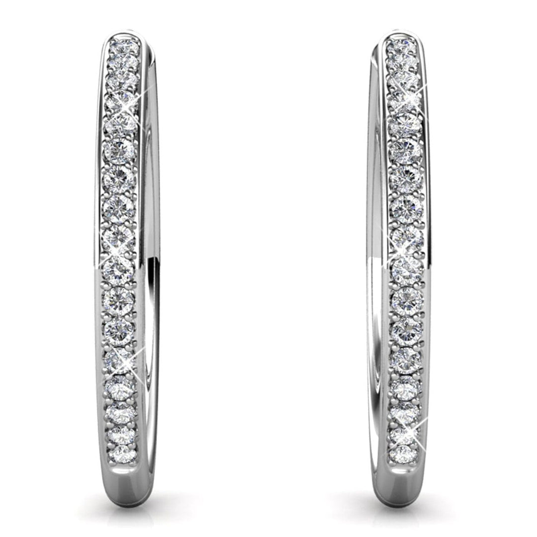 Cate & Chloe Bianca 18k White Gold Plated 25mm Silver Hoop Earrings with Swarovski Crystals