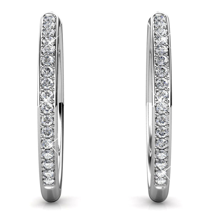Cate & Chloe Bianca 18k White Gold Plated 25mm Silver Hoop Earrings with Swarovski Crystals