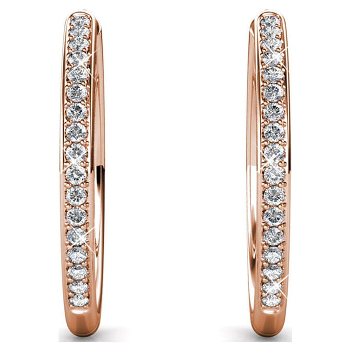 Cate & Chloe Bianca 18k White Gold Plated 25mm Silver Hoop Earrings with Swarovski Crystals
