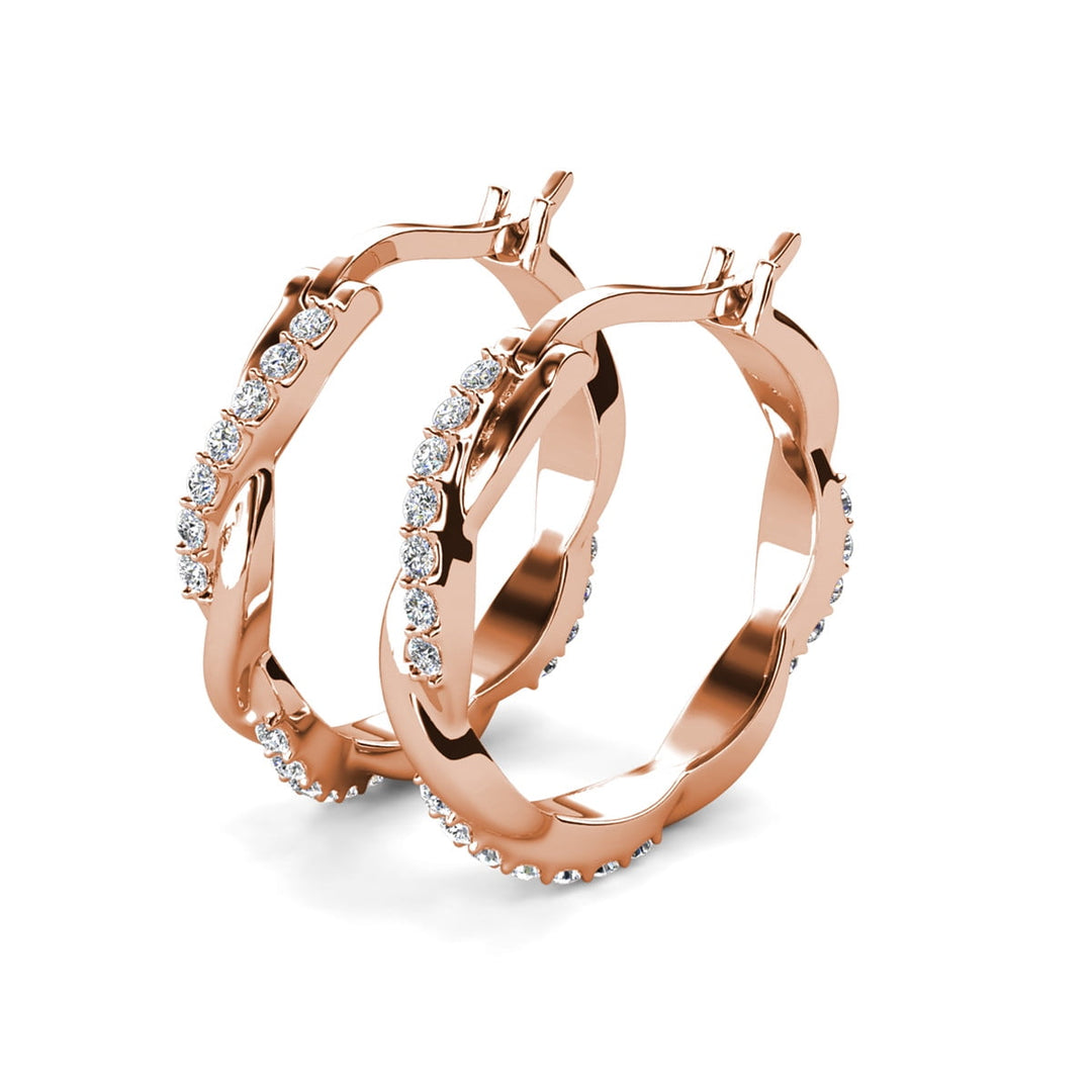 Cate & Chloe Lauren 18k White Gold Plated 22mm Twisted Hoop Earrings with Swarovski Crystals