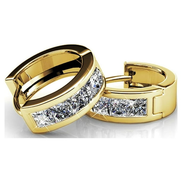 Cate & Chloe Giselle 18k White Gold Plated 15mm Hoop Crystal Earrings with Swarovski Crystals