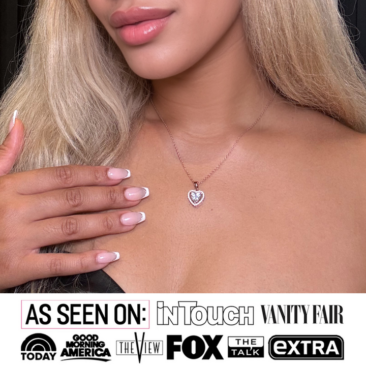 Cate & Chloe Amora 18k White Gold Plated Halo Heart Pendant Necklace with Simulated Diamond Crystals