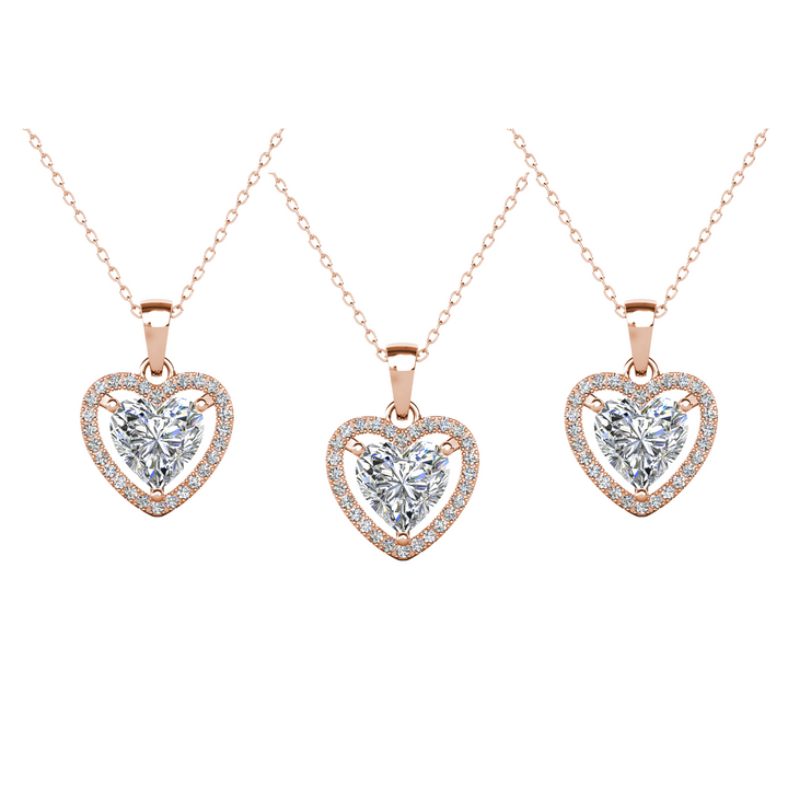 Cate & Chloe Amora 18k White Gold Plated Halo Heart Pendant Necklace with Simulated Diamond Crystals