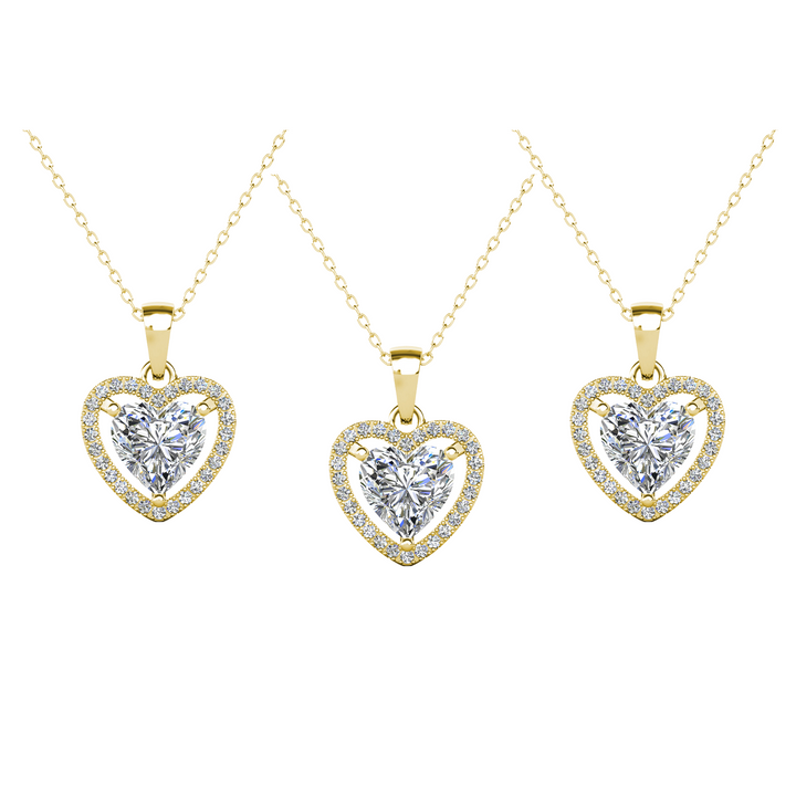 Cate & Chloe Amora 18k White Gold Plated Halo Heart Pendant Necklace with Simulated Diamond Crystals
