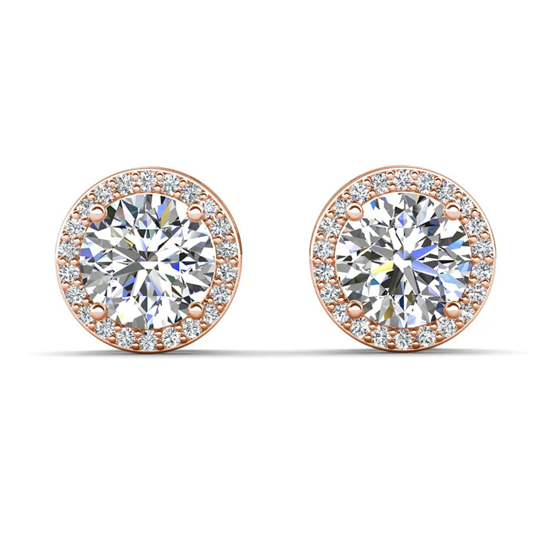 Cate & Chloe Ariel 18k White Gold Plated Halo Stud Earrings with Simulated Diamond Crystals