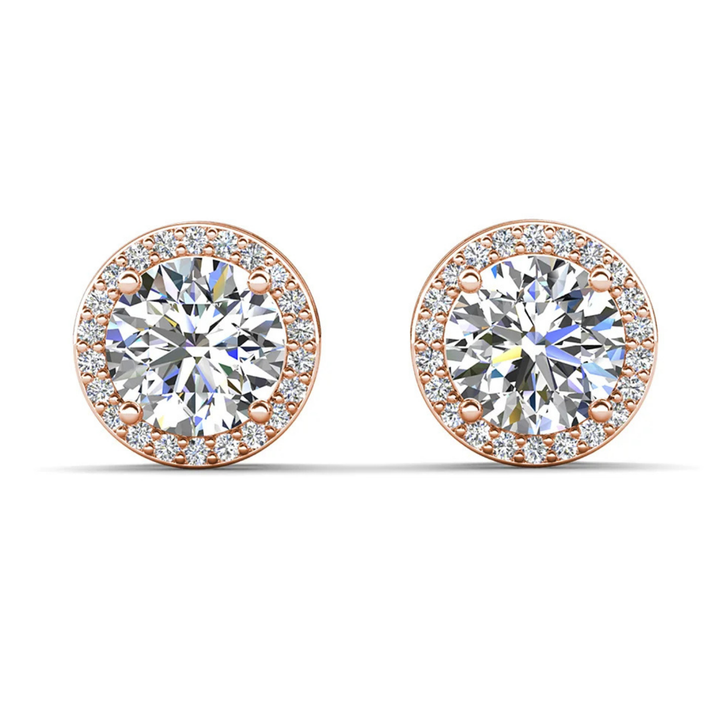 Cate & Chloe Ariel 18k White Gold Plated Halo Stud Earrings with Simulated Diamond Crystals