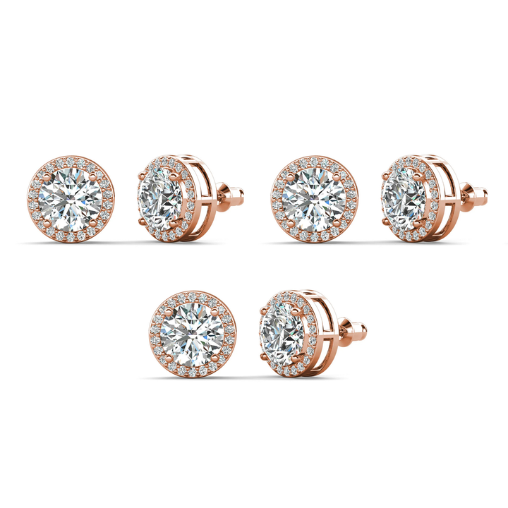 Cate & Chloe Ariel 18k White Gold Plated Halo Stud Earrings with Simulated Diamond Crystals