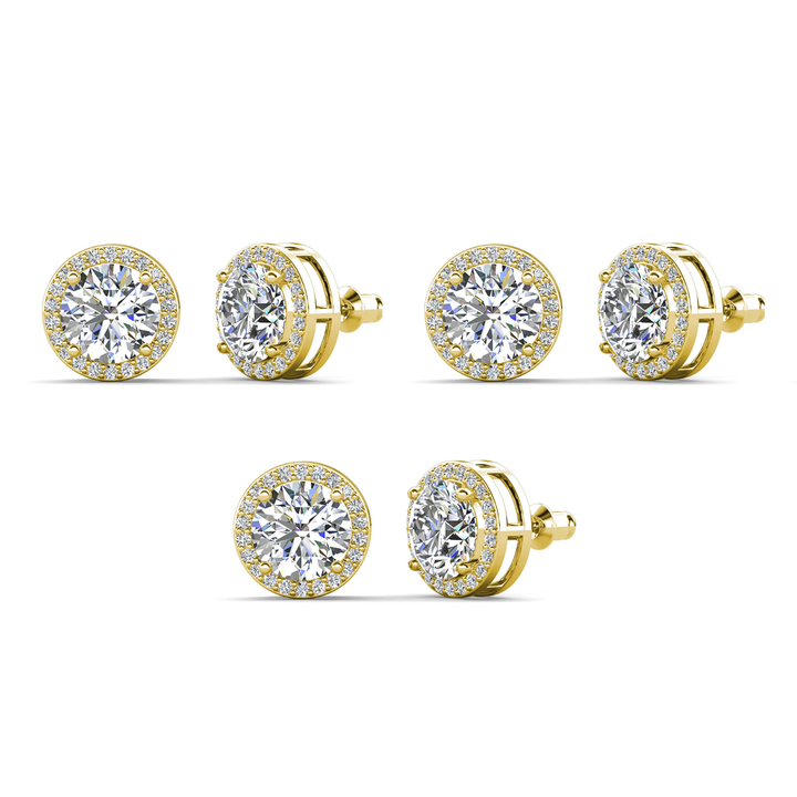 Cate & Chloe Ariel 18k White Gold Plated Halo Stud Earrings with Simulated Diamond Crystals