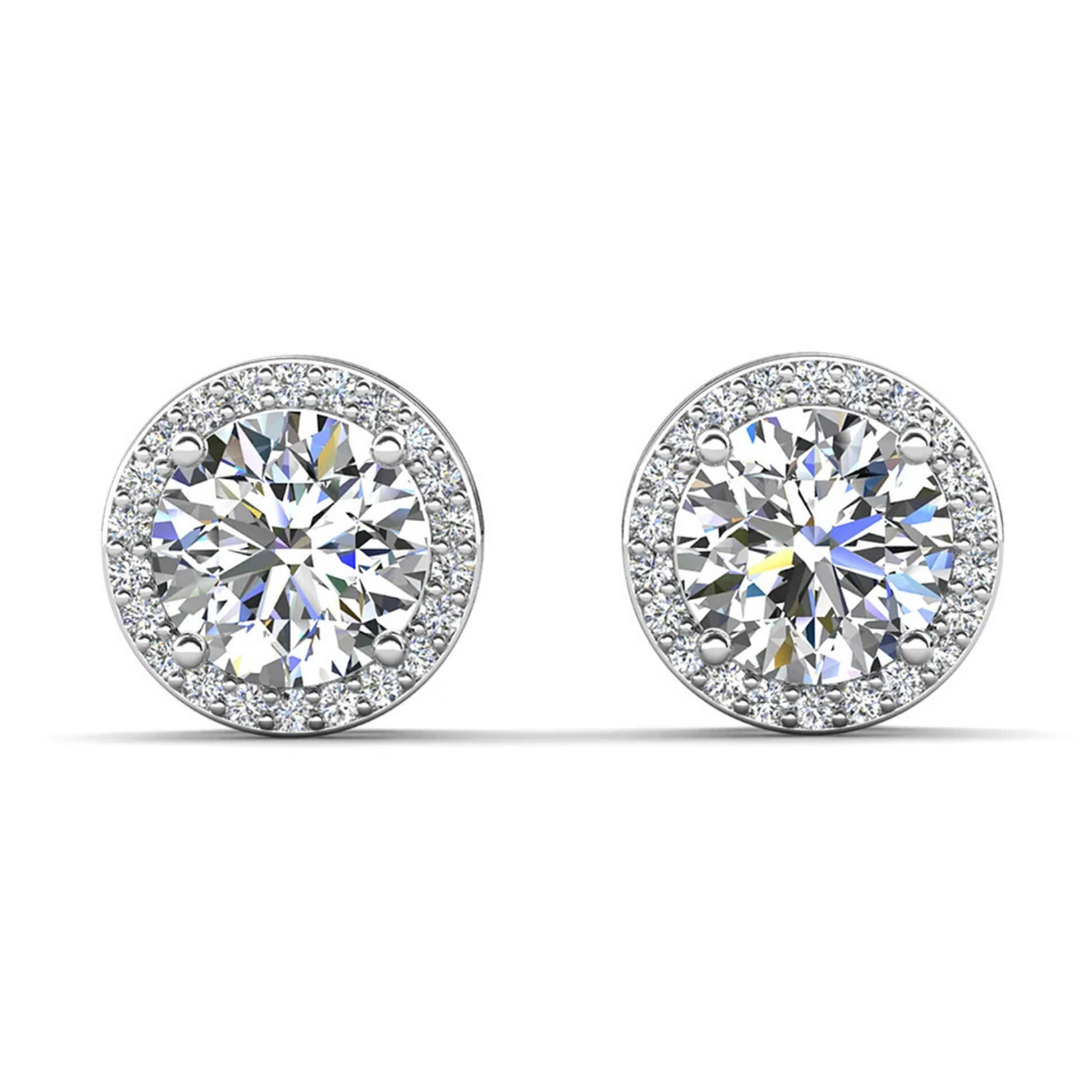 Cate & Chloe Ariel 18k White Gold Plated Halo Stud Earrings with Simulated Diamond Crystals