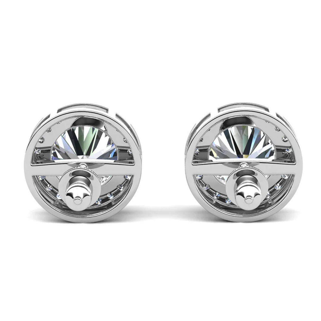 Cate & Chloe Ariel 18k White Gold Plated Halo Stud Earrings with Simulated Diamond Crystals
