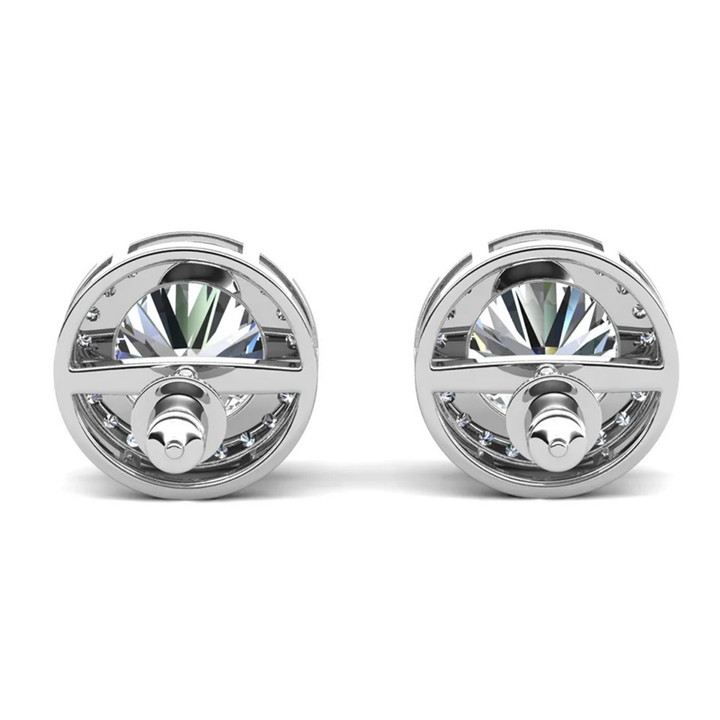 Cate & Chloe Ariel 18k White Gold Plated Halo Stud Earrings with Simulated Diamond Crystals