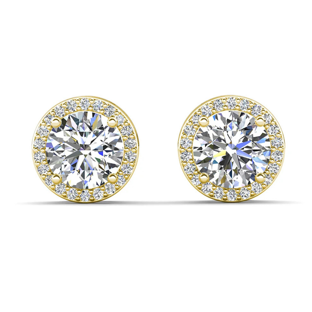 Cate & Chloe Ariel 18k White Gold Plated Halo Stud Earrings with Simulated Diamond Crystals