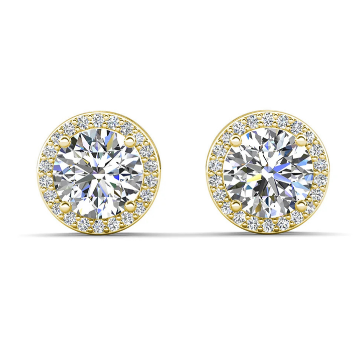 Cate & Chloe Ariel 18k White Gold Plated Halo Stud Earrings with Simulated Diamond Crystals
