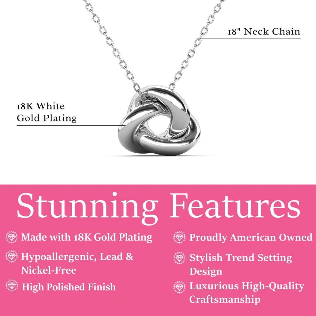 Cate & Chloe Ashley 18k White Gold Plated Knot Pendant Necklace