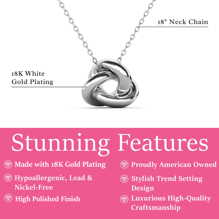 Cate & Chloe Ashley 18k White Gold Plated Knot Pendant Necklace