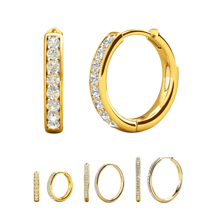 Cate & Chloe Bianca 18k White Gold Plated 25mm Silver Hoop Earrings with Swarovski Crystals