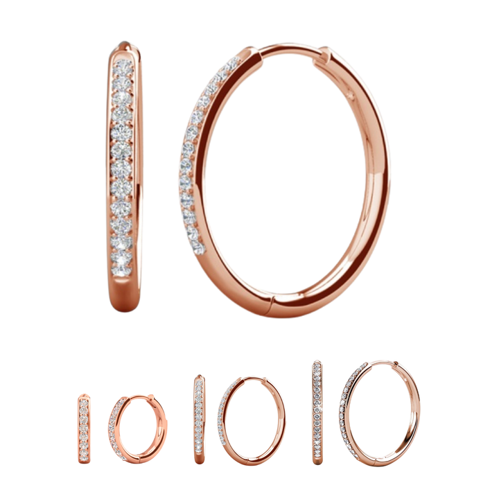 Cate & Chloe Bianca 18k White Gold Plated 25mm Silver Hoop Earrings with Swarovski Crystals