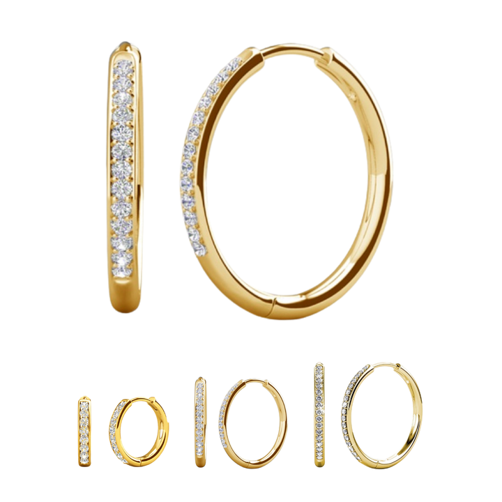 Cate & Chloe Bianca 18k White Gold Plated 25mm Silver Hoop Earrings with Swarovski Crystals