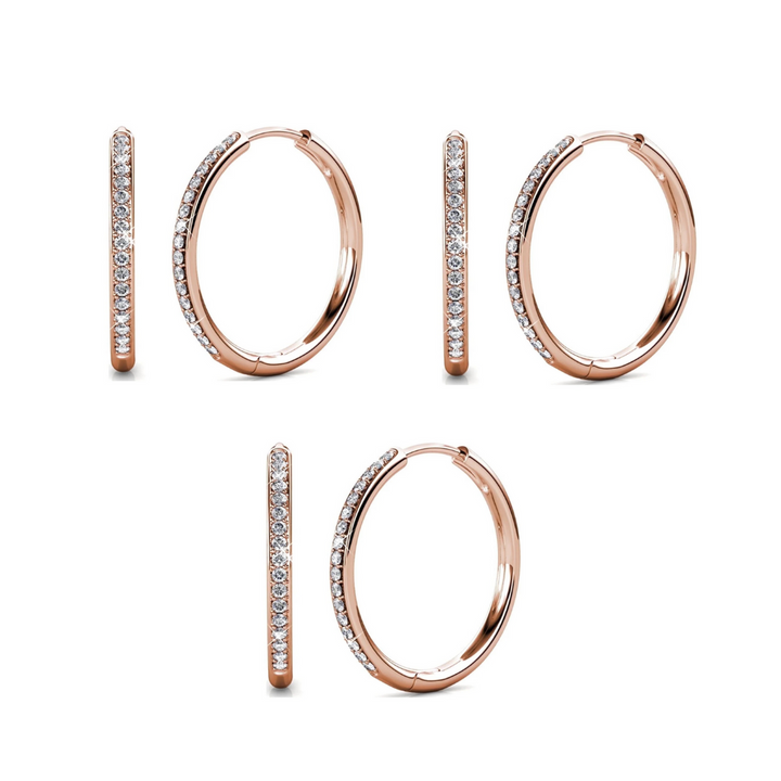 Cate & Chloe Bianca 18k White Gold Plated 25mm Silver Hoop Earrings with Swarovski Crystals