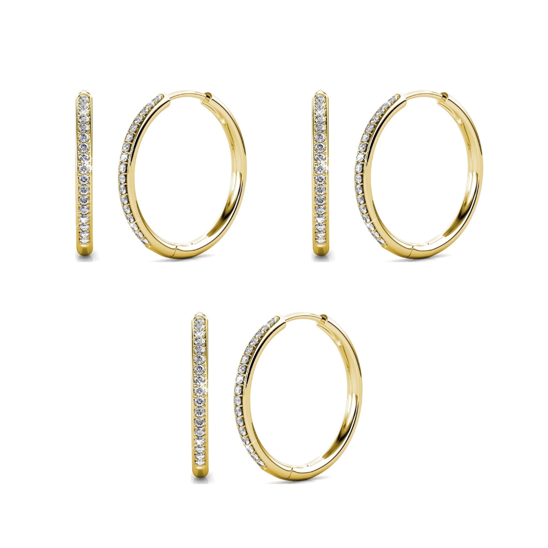 Cate & Chloe Bianca 18k White Gold Plated 25mm Silver Hoop Earrings with Swarovski Crystals
