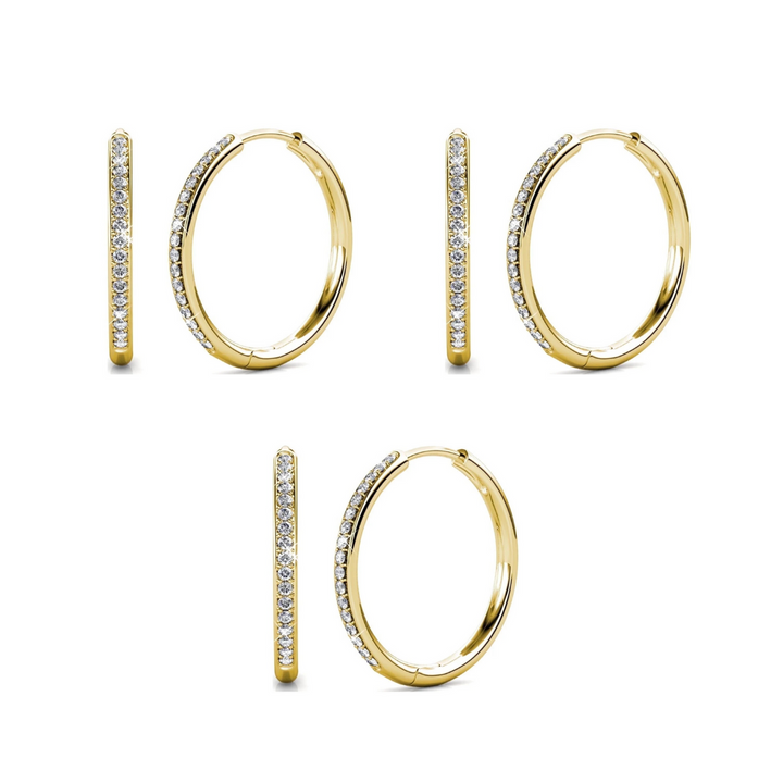 Cate & Chloe Bianca 18k White Gold Plated 25mm Silver Hoop Earrings with Swarovski Crystals