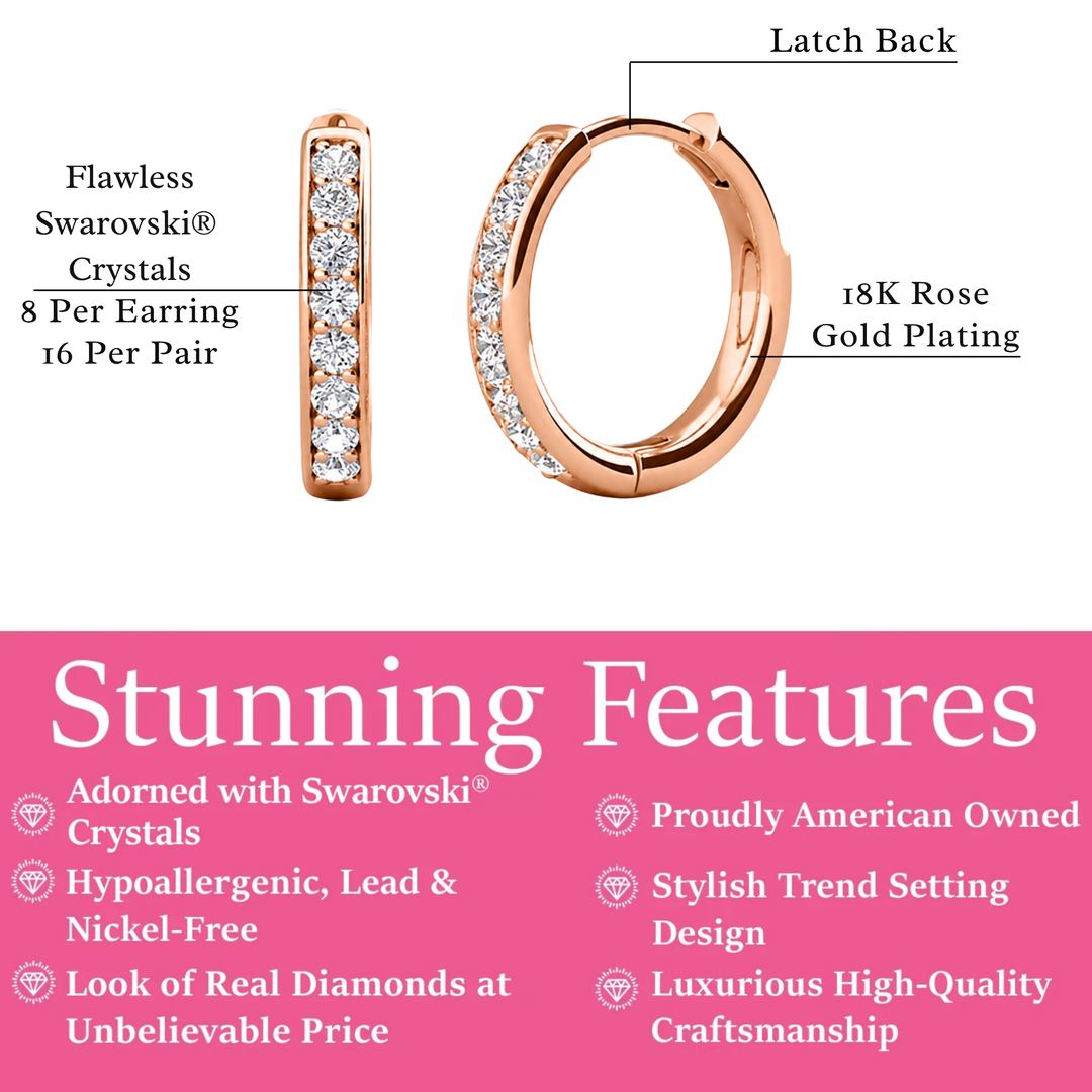 Cate & Chloe Bianca 18k White Gold Plated 25mm Silver Hoop Earrings with Swarovski Crystals