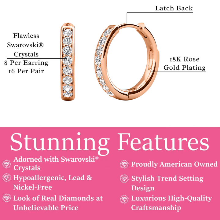 Cate & Chloe Bianca 18k White Gold Plated 25mm Silver Hoop Earrings with Swarovski Crystals