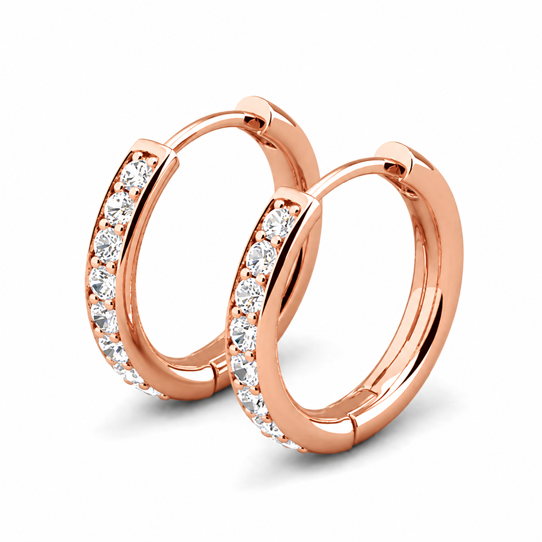 Cate & Chloe Bianca 18k White Gold Plated 25mm Silver Hoop Earrings with Swarovski Crystals