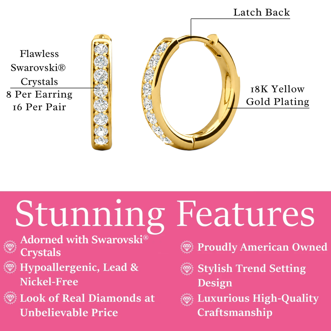 Cate & Chloe Bianca 18k White Gold Plated 25mm Silver Hoop Earrings with Swarovski Crystals