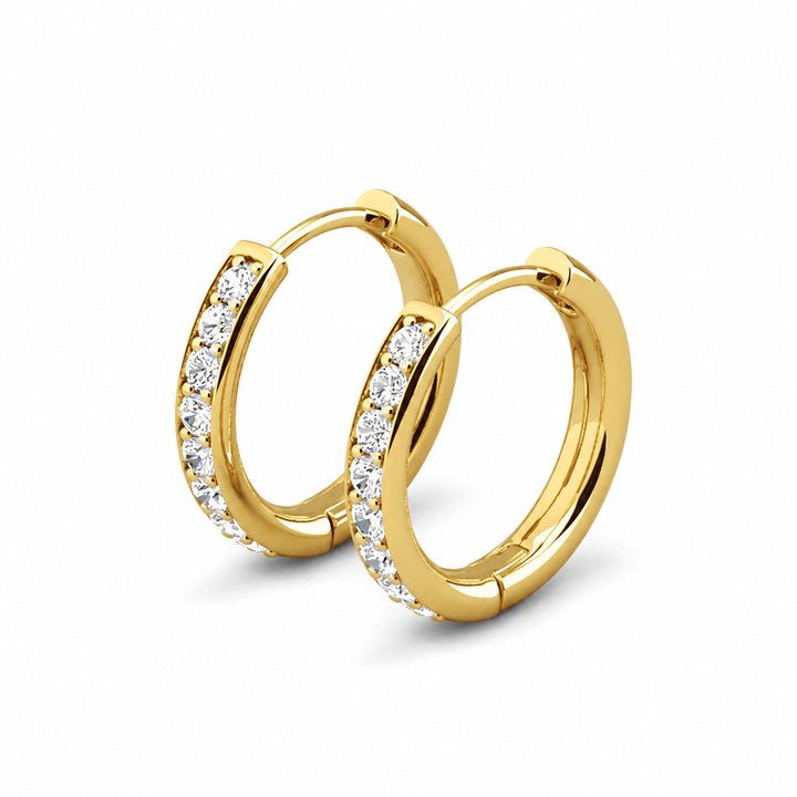 Cate & Chloe Bianca 18k White Gold Plated 25mm Silver Hoop Earrings with Swarovski Crystals