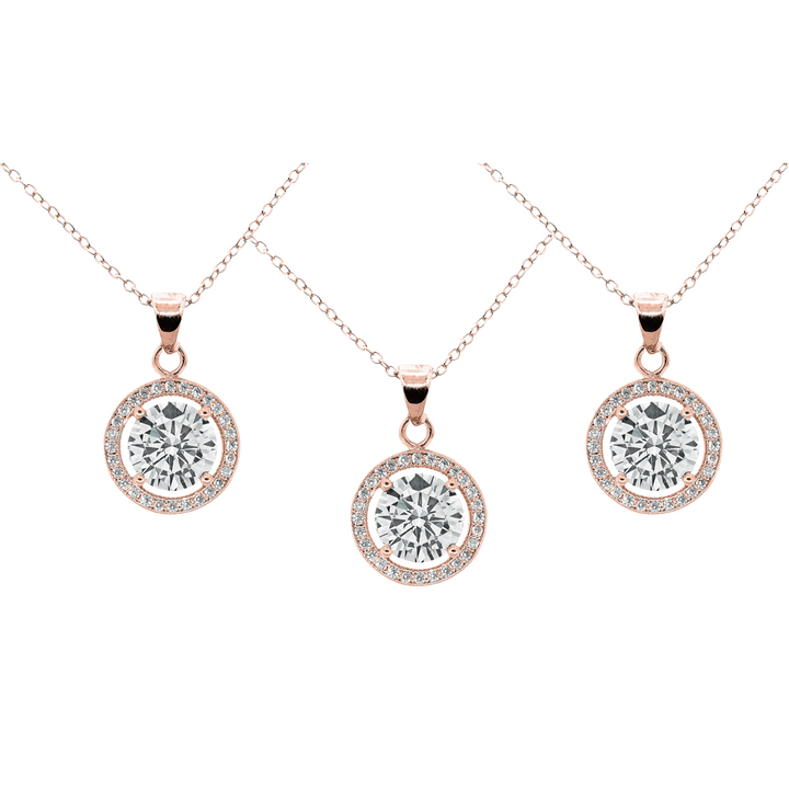 Cate & Chloe Blake 18k White Gold Plated Halo Pendant Necklace with Simulated Diamond Crystals
