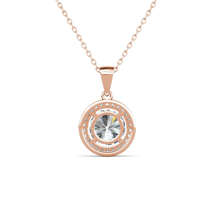 Cate & Chloe Blake 18k White Gold Plated Halo Pendant Necklace with Simulated Diamond Crystals