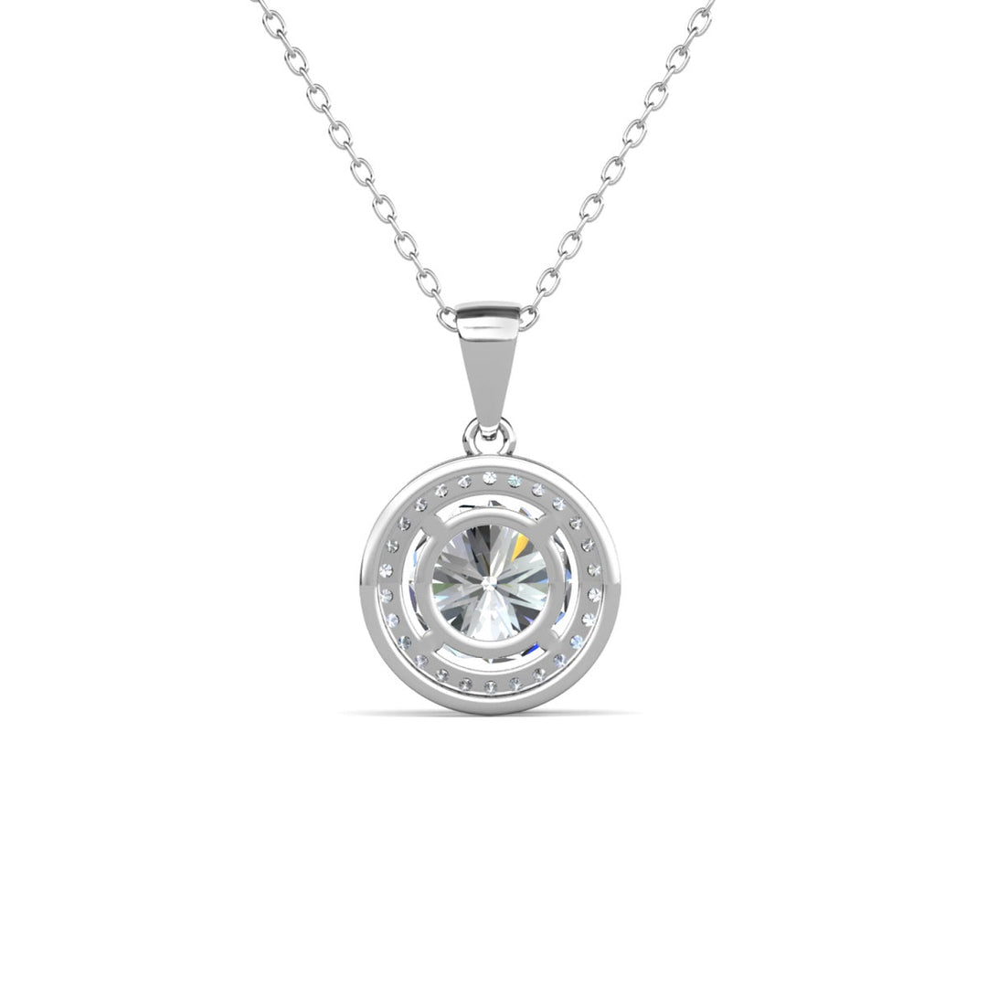 Cate & Chloe Blake 18k White Gold Plated Halo Pendant Necklace with Simulated Diamond Crystals