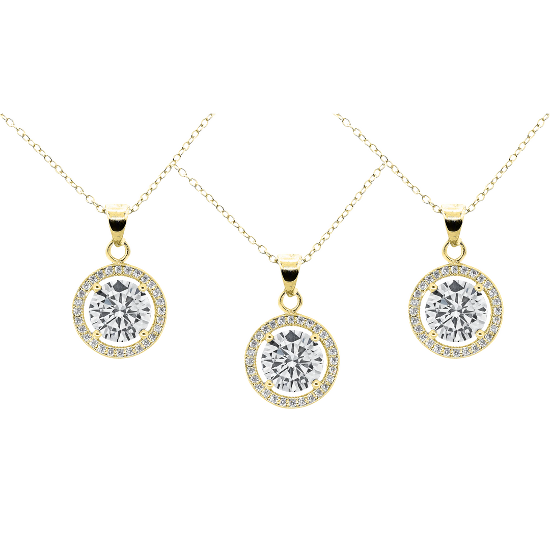 Cate & Chloe Blake 18k White Gold Plated Halo Pendant Necklace with Simulated Diamond Crystals
