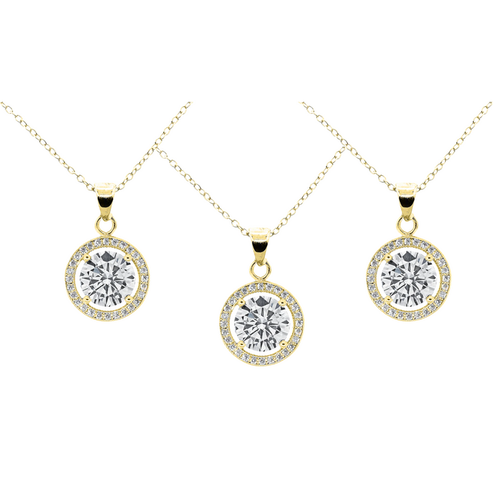 Cate & Chloe Blake 18k White Gold Plated Halo Pendant Necklace with Simulated Diamond Crystals