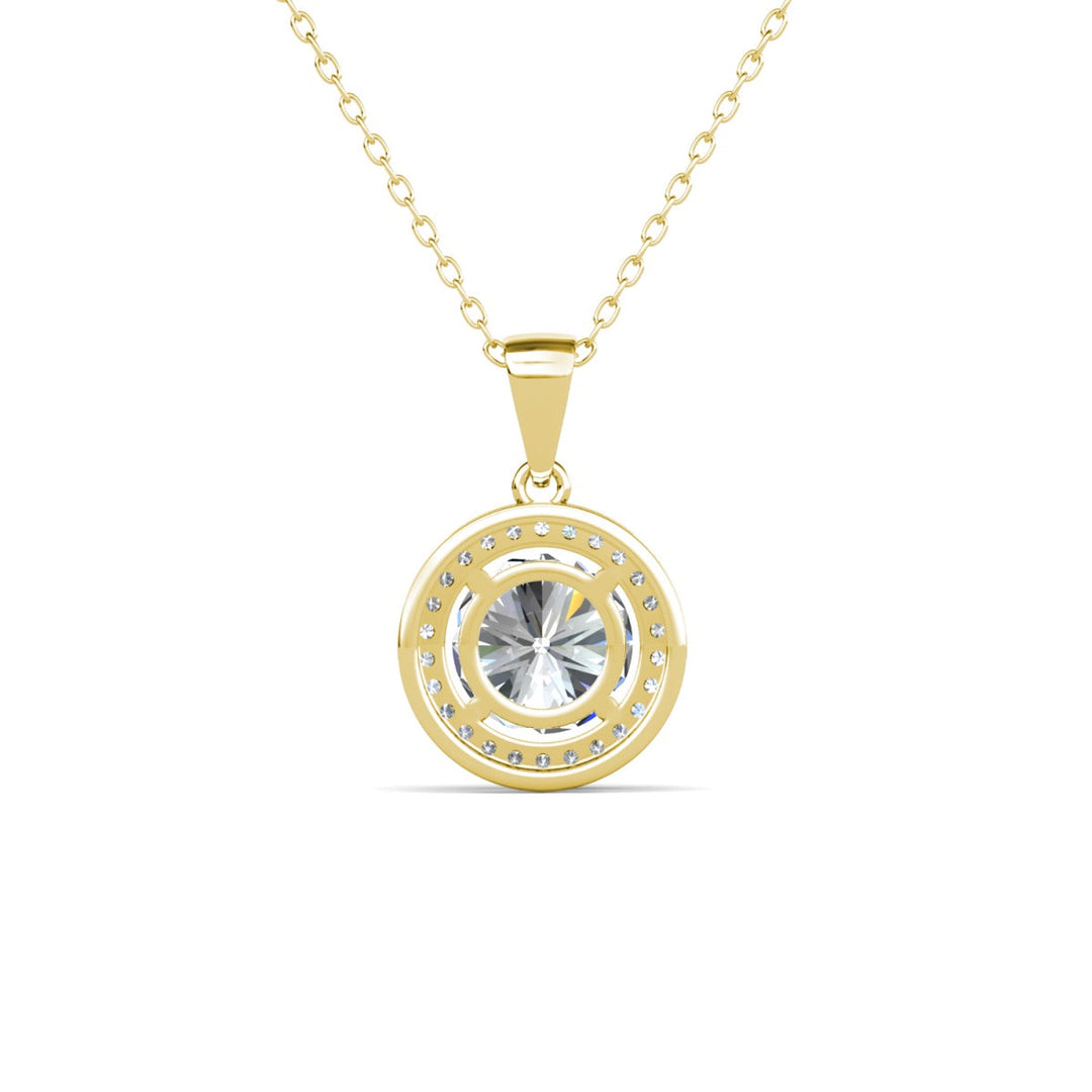 Cate & Chloe Blake 18k White Gold Plated Halo Pendant Necklace with Simulated Diamond Crystals