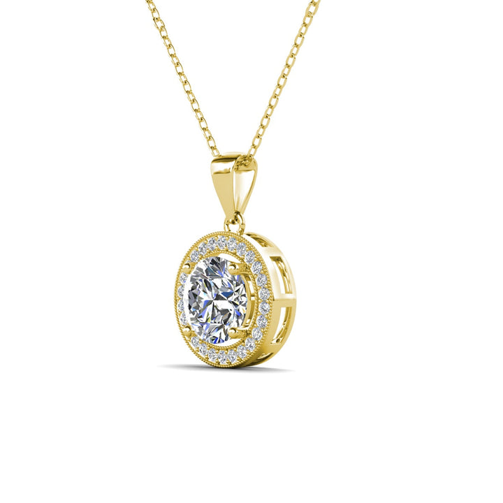 Cate & Chloe Blake 18k White Gold Plated Halo Pendant Necklace with Simulated Diamond Crystals