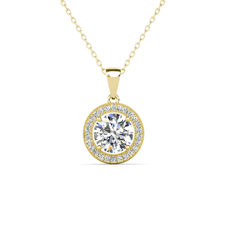 Cate & Chloe Blake 18k White Gold Plated Halo Pendant Necklace with Simulated Diamond Crystals
