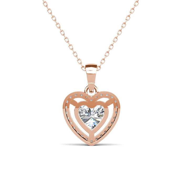 Cate & Chloe Amora 18k White Gold Plated Halo Heart Pendant Necklace with Simulated Diamond Crystals