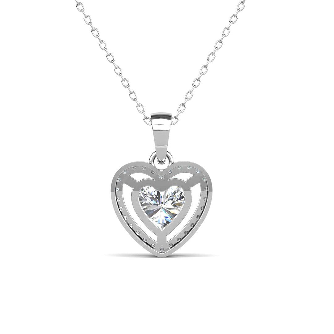 Cate & Chloe Amora 18k White Gold Plated Halo Heart Pendant Necklace with Simulated Diamond Crystals