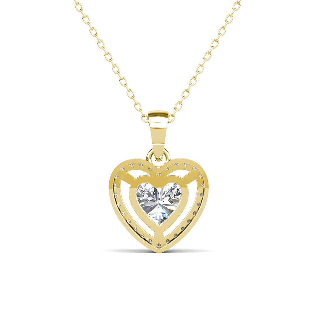 Cate & Chloe Amora 18k White Gold Plated Halo Heart Pendant Necklace with Simulated Diamond Crystals