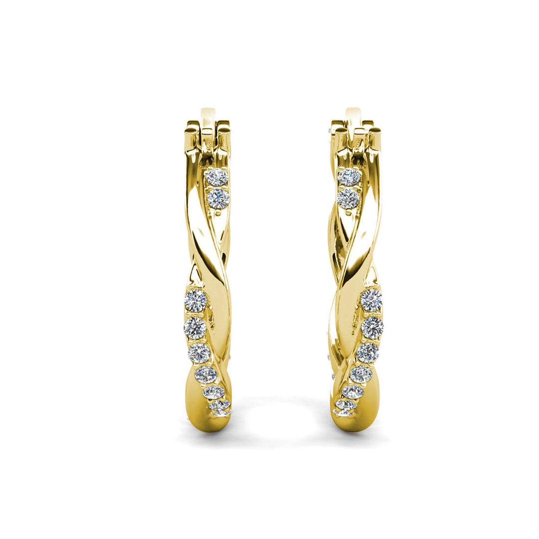 Cate & Chloe Lauren 18k White Gold Plated 22mm Twisted Hoop Earrings with Swarovski Crystals