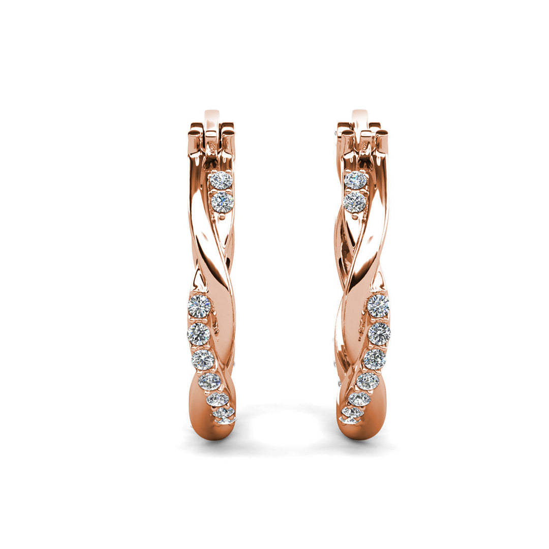 Cate & Chloe Lauren 18k White Gold Plated 22mm Twisted Hoop Earrings with Swarovski Crystals