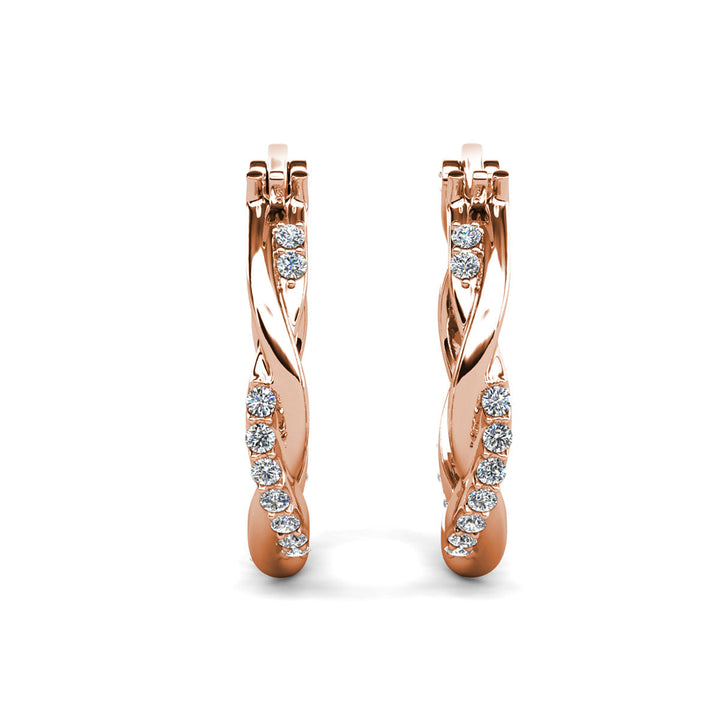 Cate & Chloe Lauren 18k White Gold Plated 22mm Twisted Hoop Earrings with Swarovski Crystals