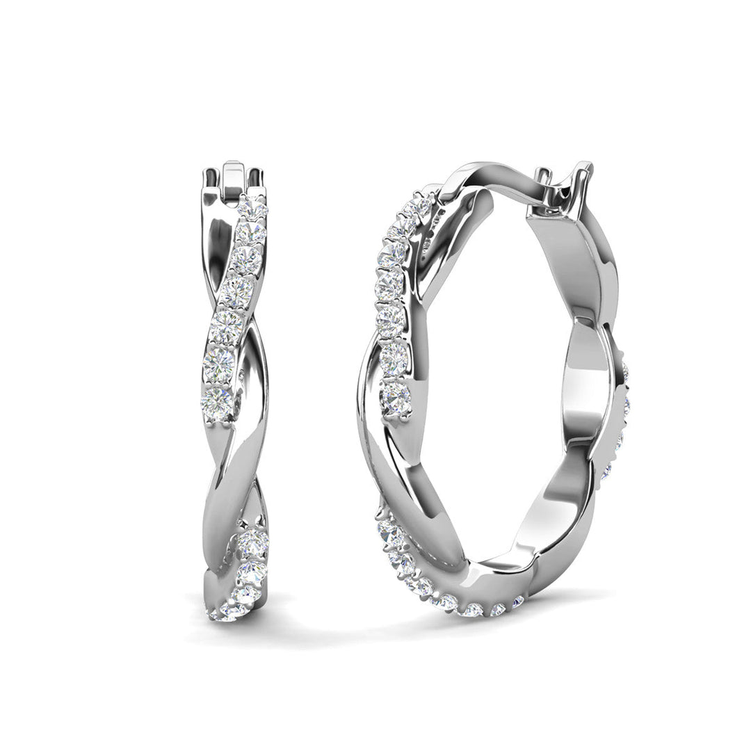 Lauren 18k White Gold Plated 22mm Twisted Hoop Earrings 