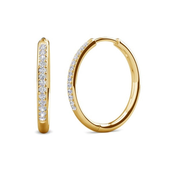 Cate & Chloe Bianca 18k White Gold Plated 25mm Silver Hoop Earrings with Swarovski Crystals