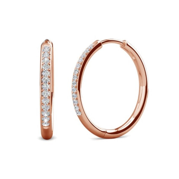 Cate & Chloe Bianca 18k White Gold Plated 25mm Silver Hoop Earrings with Swarovski Crystals