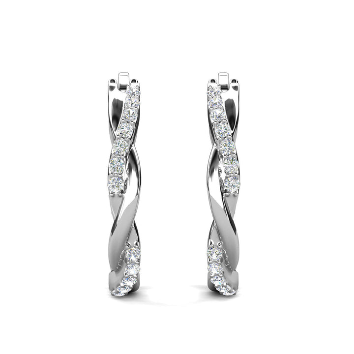 Cate & Chloe Lauren 18k White Gold Plated 22mm Twisted Hoop Earrings with Swarovski Crystals