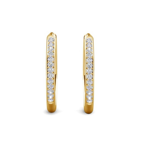 Cate & Chloe Bianca 18k White Gold Plated 25mm Silver Hoop Earrings with Swarovski Crystals